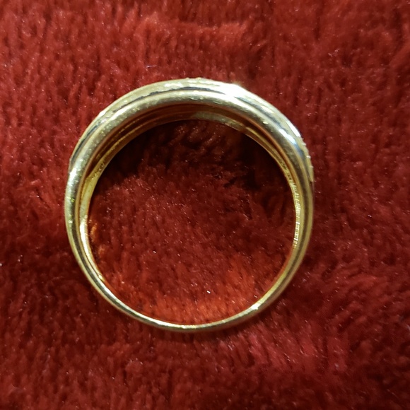 14K Gold ~ White & Yellow Gold Ring with Diamonds - Picture 6 of 8